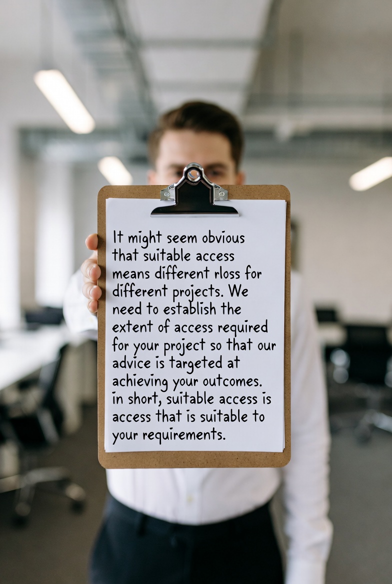 Man holding a notepad explaining htat disability access requires diverse and well considered solutions